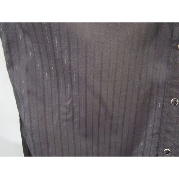 Saxifon USA Black Metallic Thread Jet Black Cabachon Snap Wester Shirt XL GUC - Picture 14 of 16